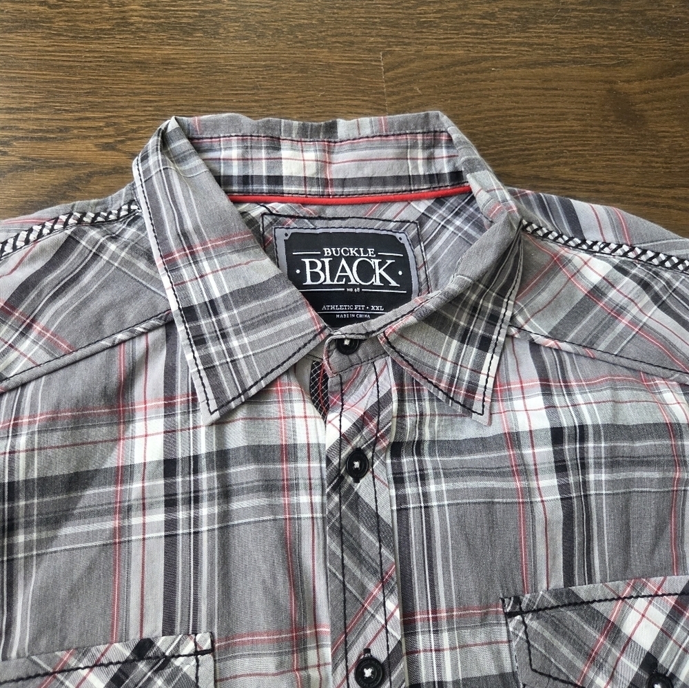 Buckle Black Men's Gray Plaid Shirt Sz.XXL - Picture 2 of 9